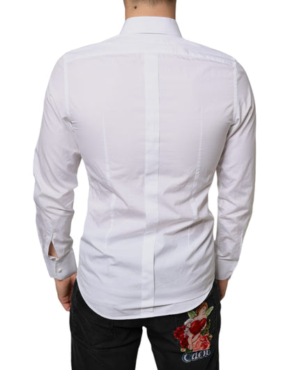 Dolce &amp;amp; Gabbana Vit Bib Bomullspoplin Festskjorta