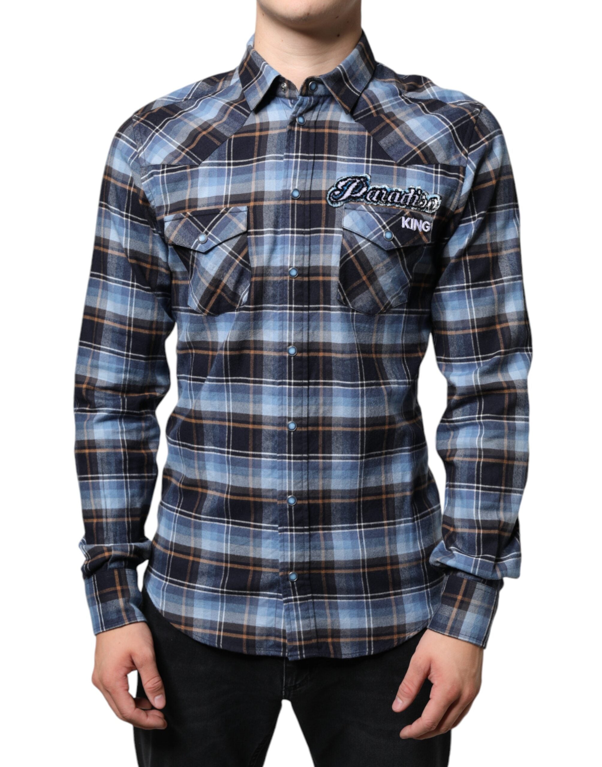 Dolce &amp;amp; Gabbana Flerfärgad Rutig Paradiso Patch Slim Fit Skjorta