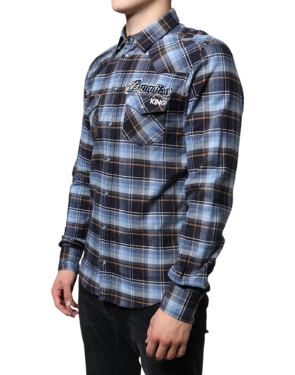 Dolce &amp;amp; Gabbana Flerfärgad Rutig Paradiso Patch Slim Fit Skjorta