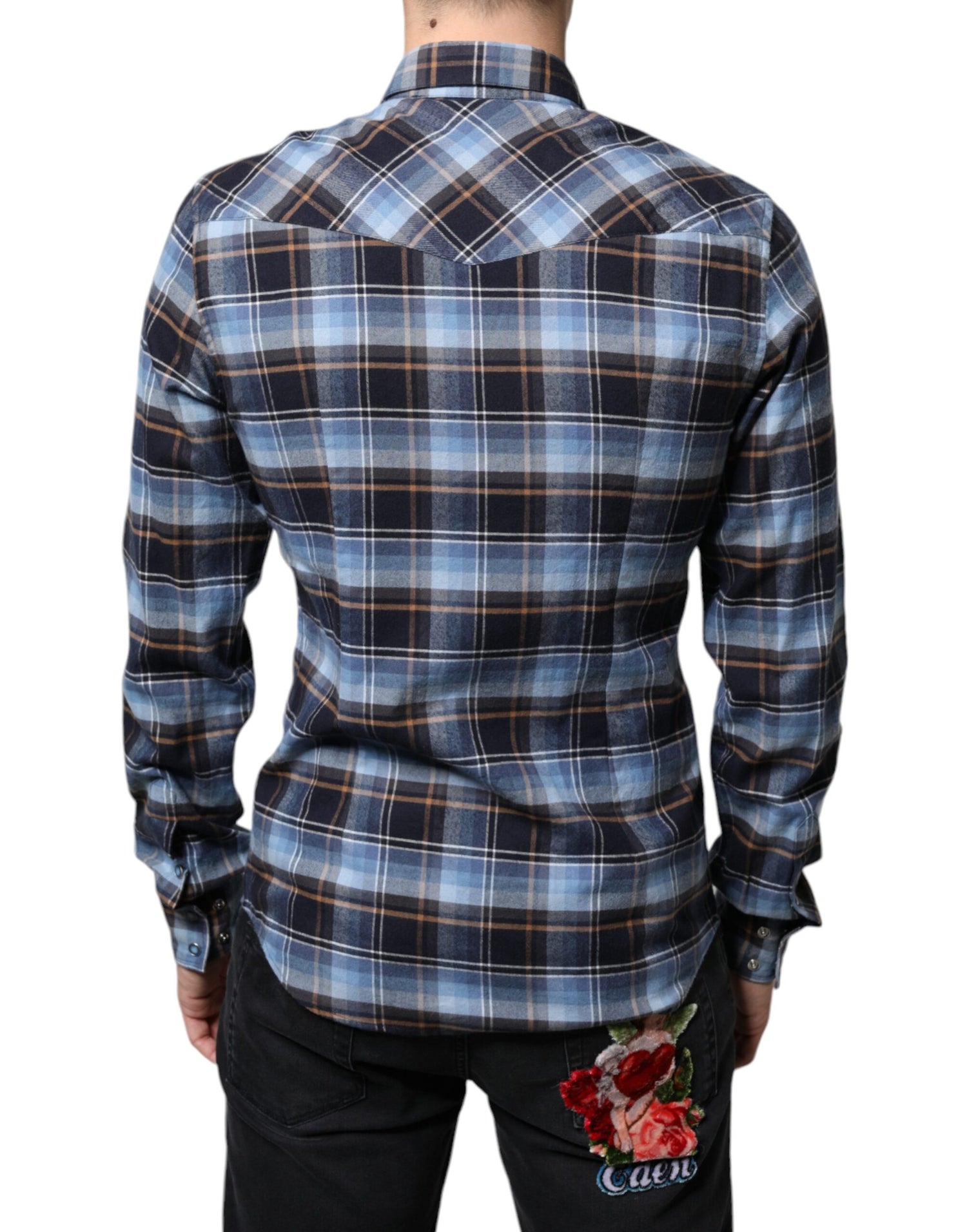 Dolce &amp;amp; Gabbana Flerfärgad Rutig Paradiso Patch Slim Fit Skjorta