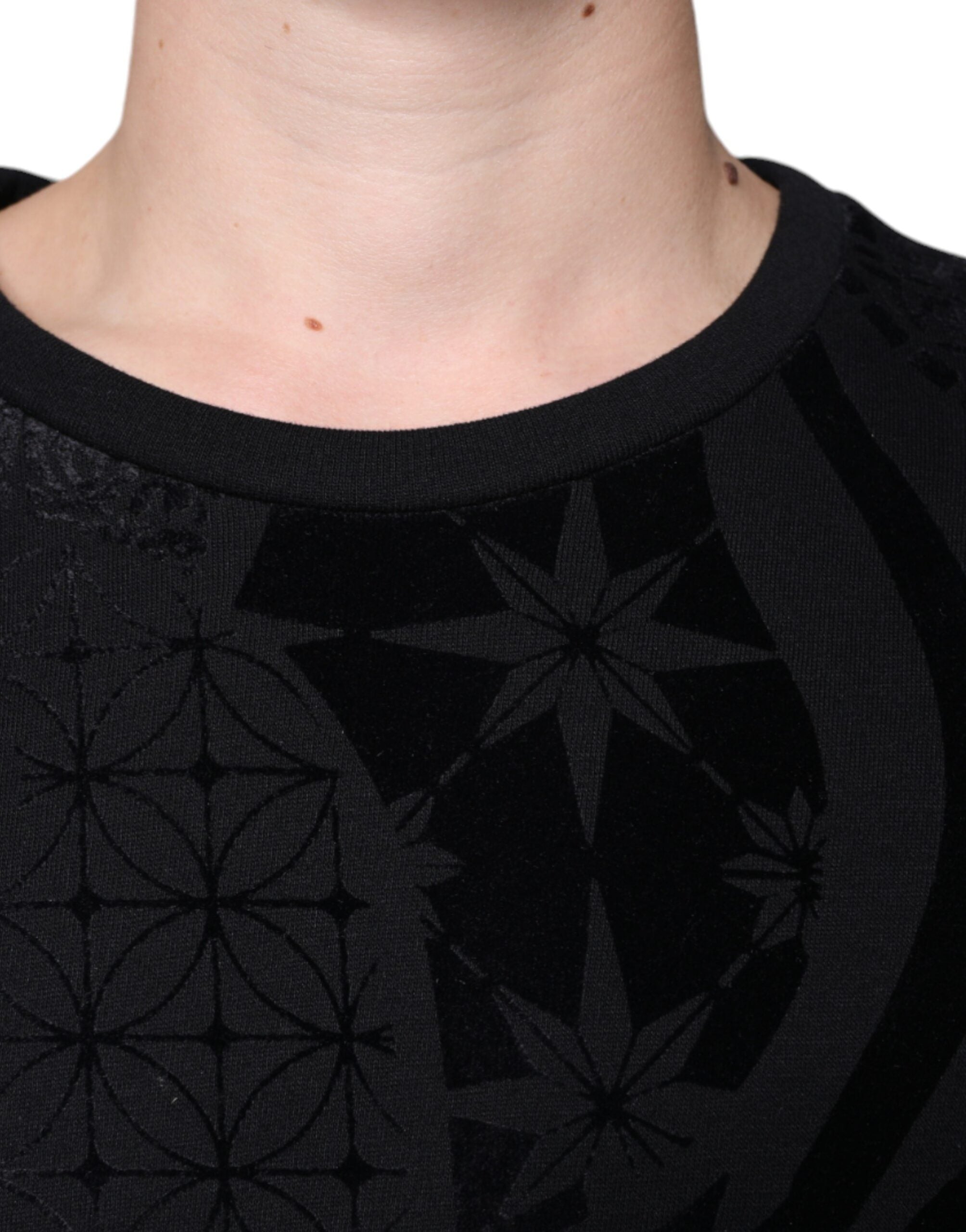 Dolce &amp;amp; Gabbana Svart Mönstrad Rund Halsad Sweatshirt