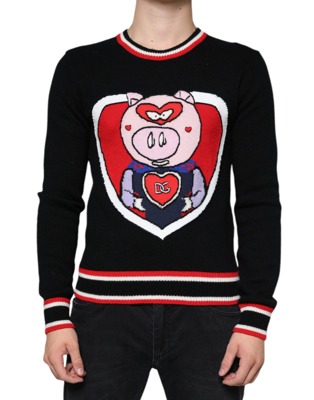 Dolce &amp;amp; Gabbana Svart Cashmere Pig of the Year Pullover-tröja