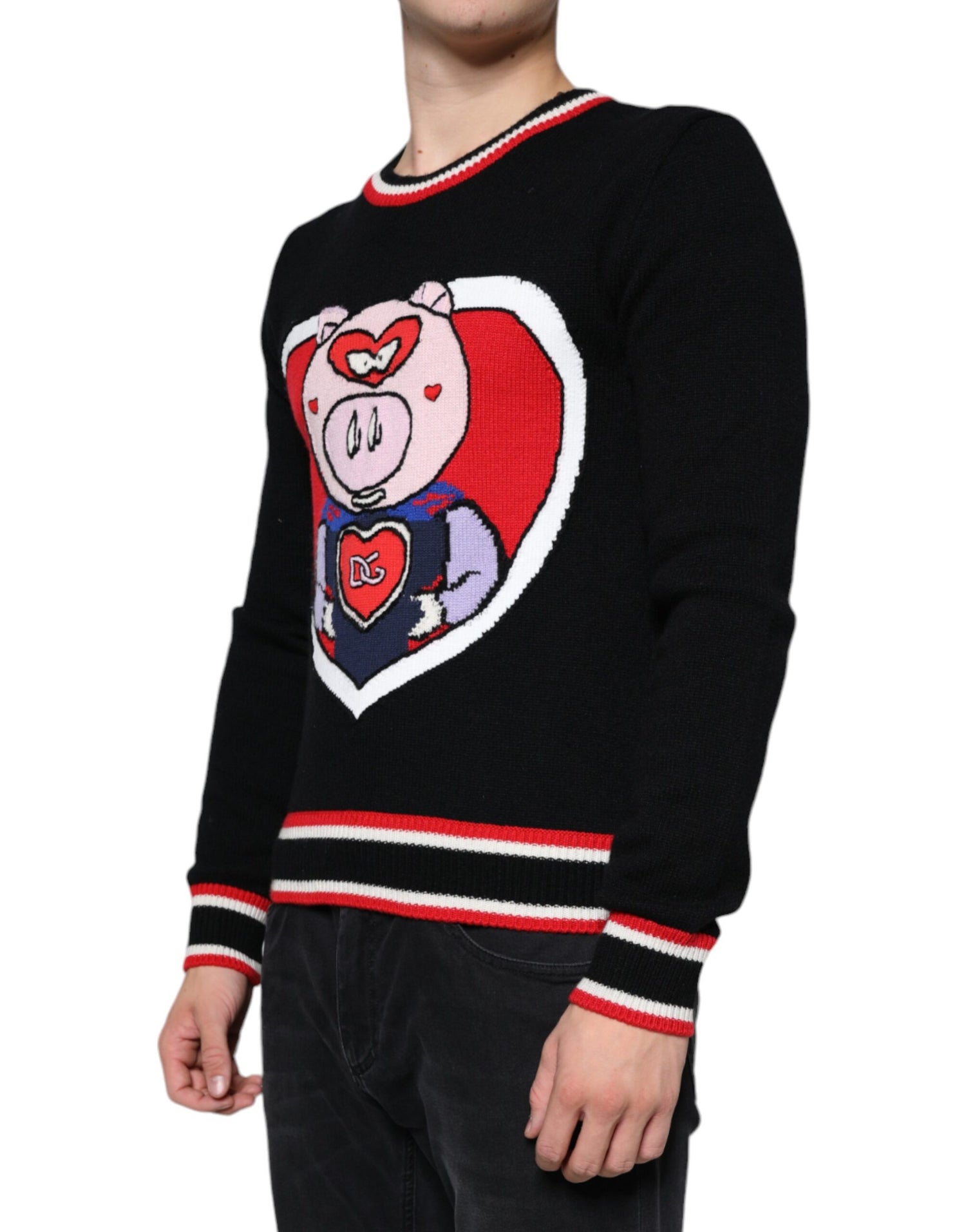 Dolce &amp;amp; Gabbana Svart Cashmere Pig of the Year Pullover-tröja