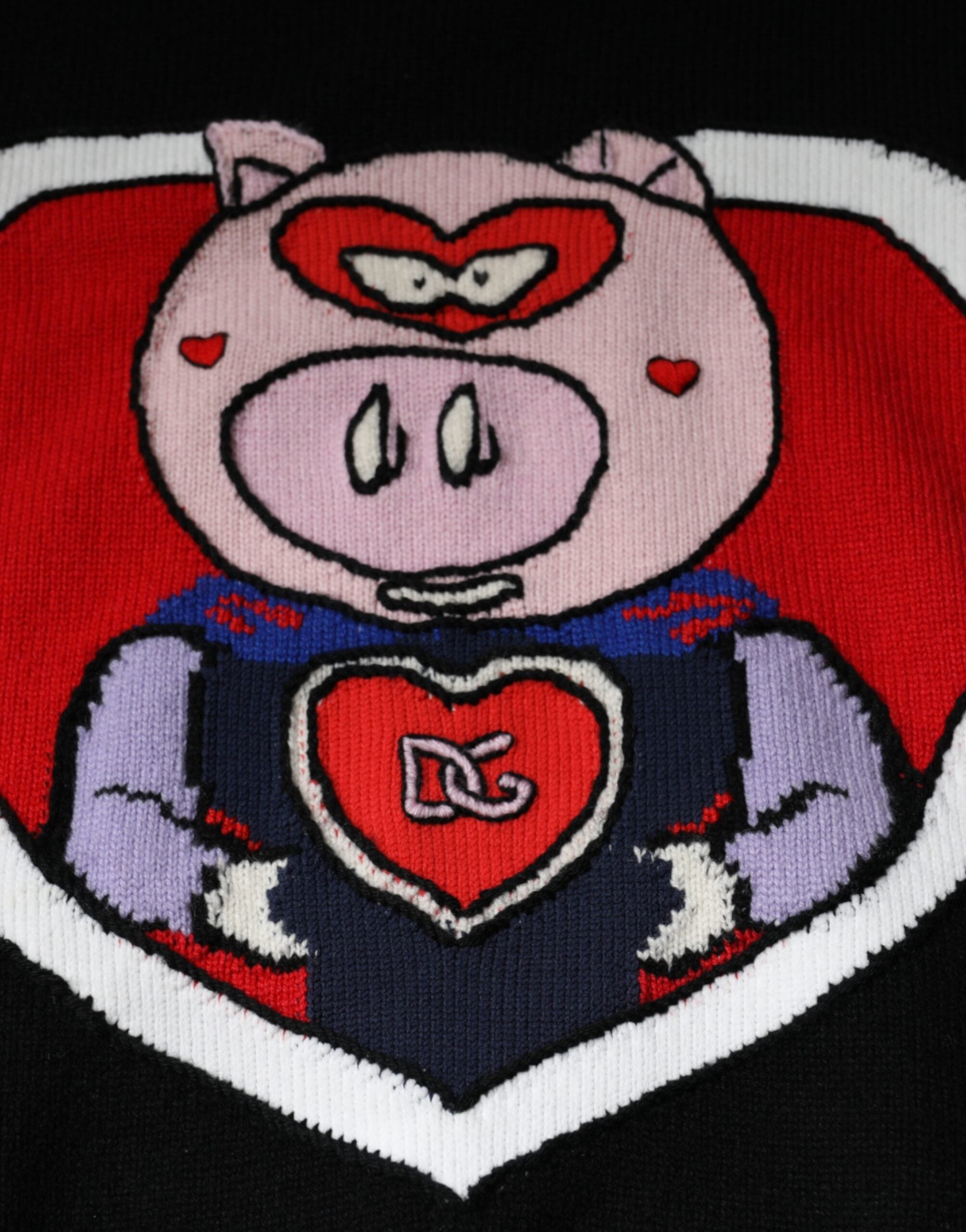 Dolce &amp;amp; Gabbana Svart Cashmere Pig of the Year Pullover-tröja