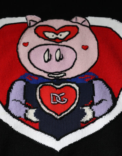 Dolce &amp;amp; Gabbana Svart Cashmere Pig of the Year Pullover-tröja