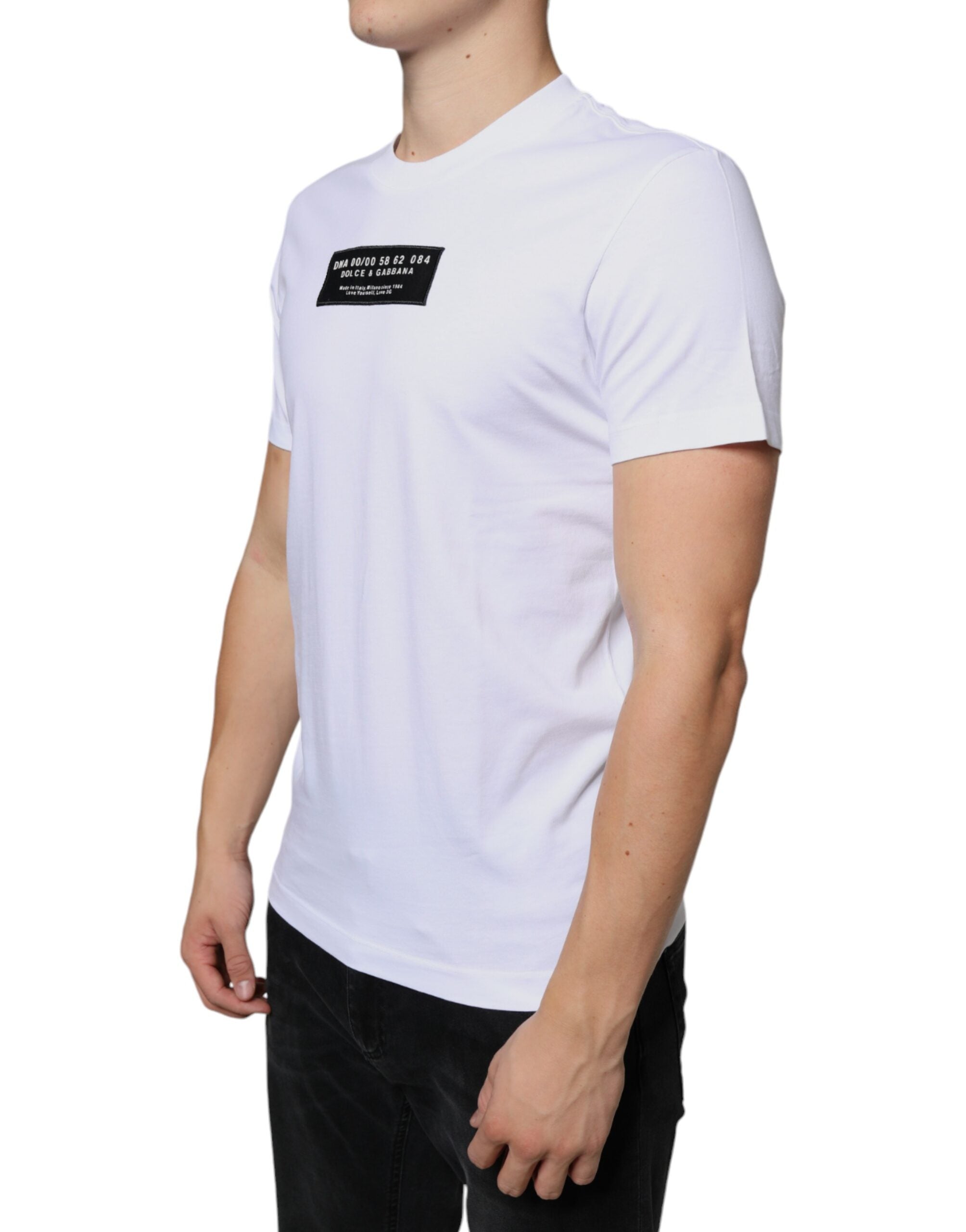 Dolce &amp;amp; Gabbana Vit bomull DG Applikation Casual T-shirt