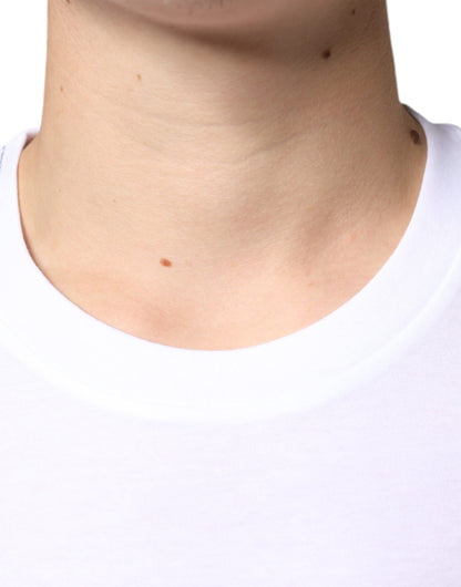 Dolce &amp;amp; Gabbana Vit Metall DG Logo Bomull Kortärmad T-shirt