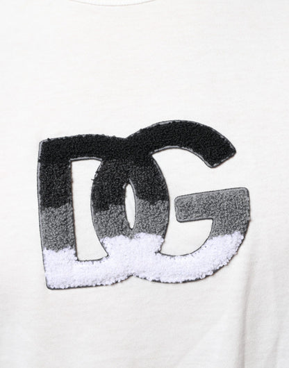 Dolce &amp;amp; Gabbana Vit bomulls-t-shirt med DG-logotyptryck
