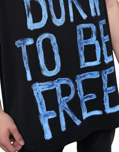 Dolce &amp;amp; Gabbana Svart Bomull Born To Be Free Ärmlös T-shirt