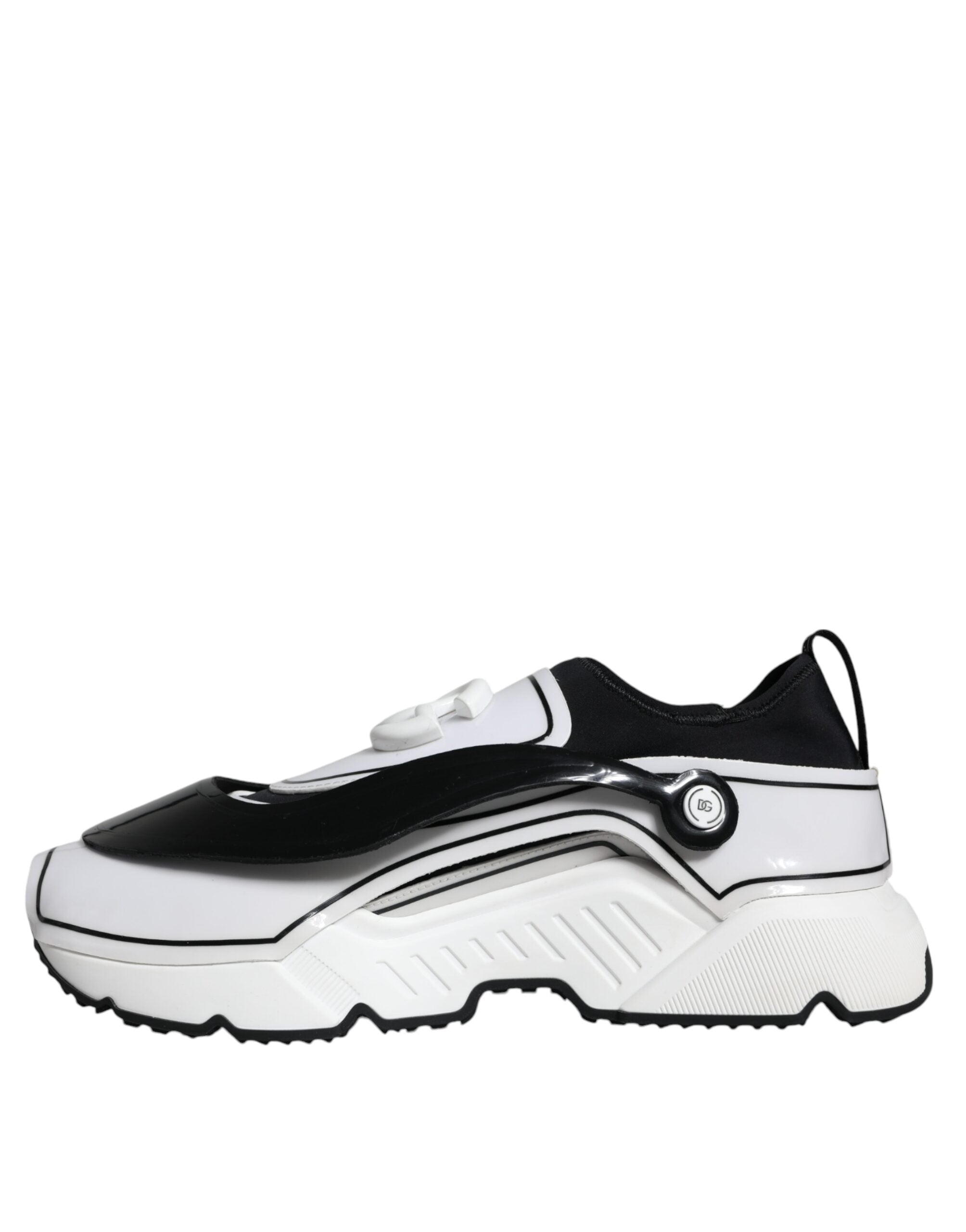 Dolce &amp;amp; Gabbana Vita Svarta Logotypplack Daymaster Sneakers Skor