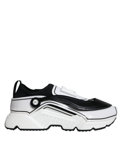 Dolce &amp;amp; Gabbana Vita Svarta Logotypplack Daymaster Sneakers Skor
