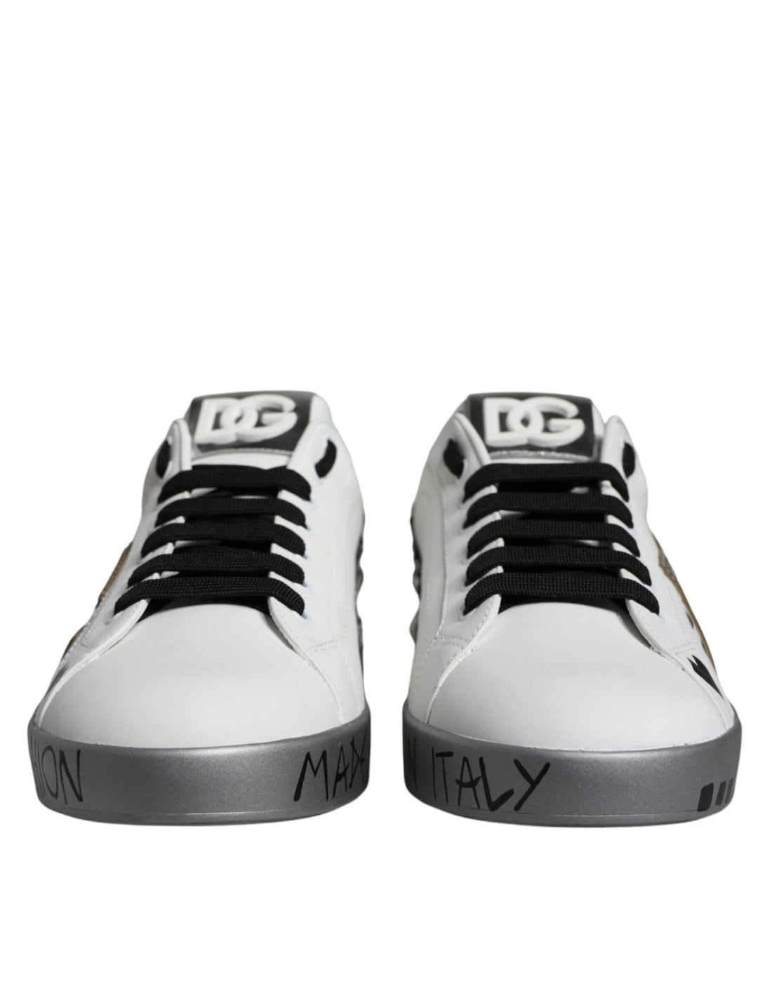 Dolce &amp;amp; Gabbana Vita Silver Kristalllogotyp Portofino Sneakers Skor