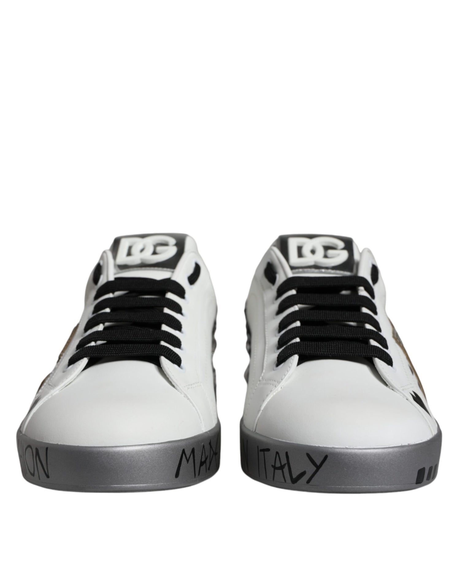 Dolce &amp;amp; Gabbana Vita Silver Kristalllogotyp Portofino Sneakers Skor