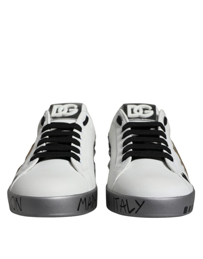Dolce &amp;amp; Gabbana Vita Silver Kristalllogotyp Portofino Sneakers Skor