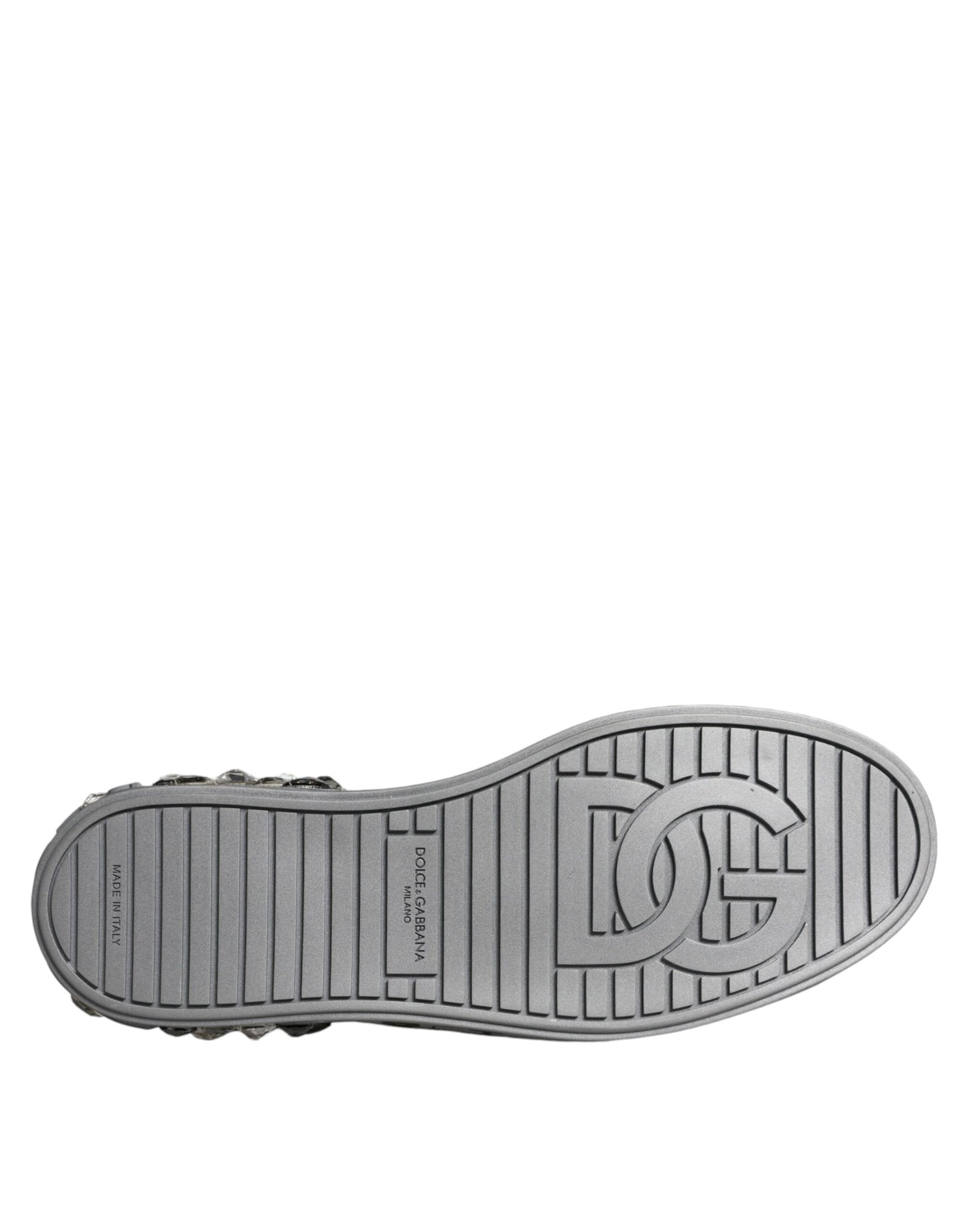 Dolce &amp;amp; Gabbana Vita Silver Kristalllogotyp Portofino Sneakers Skor