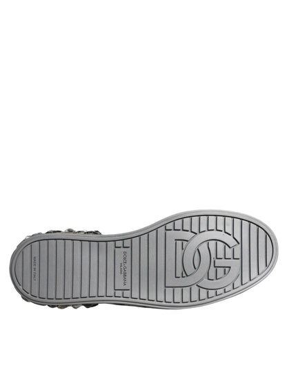 Dolce &amp;amp; Gabbana Vita Silver Kristalllogotyp Portofino Sneakers Skor