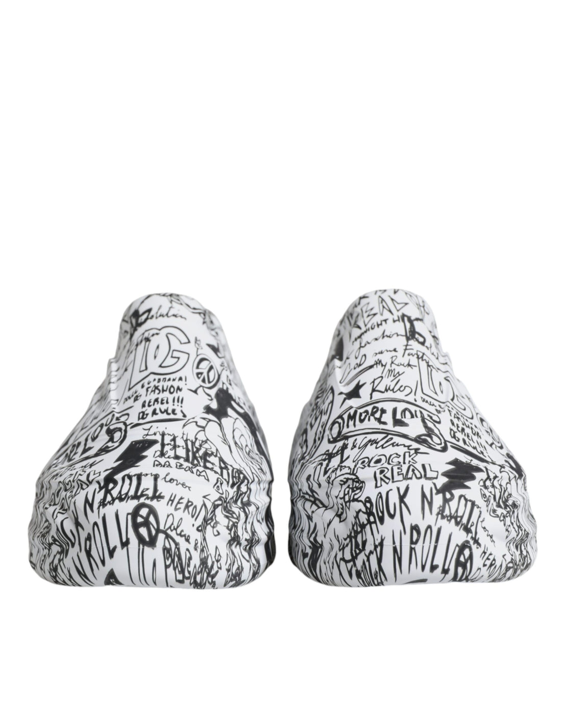 Dolce &amp;amp; Gabbana Vita Svarta Graffiti Daymaster Sneakers Skor