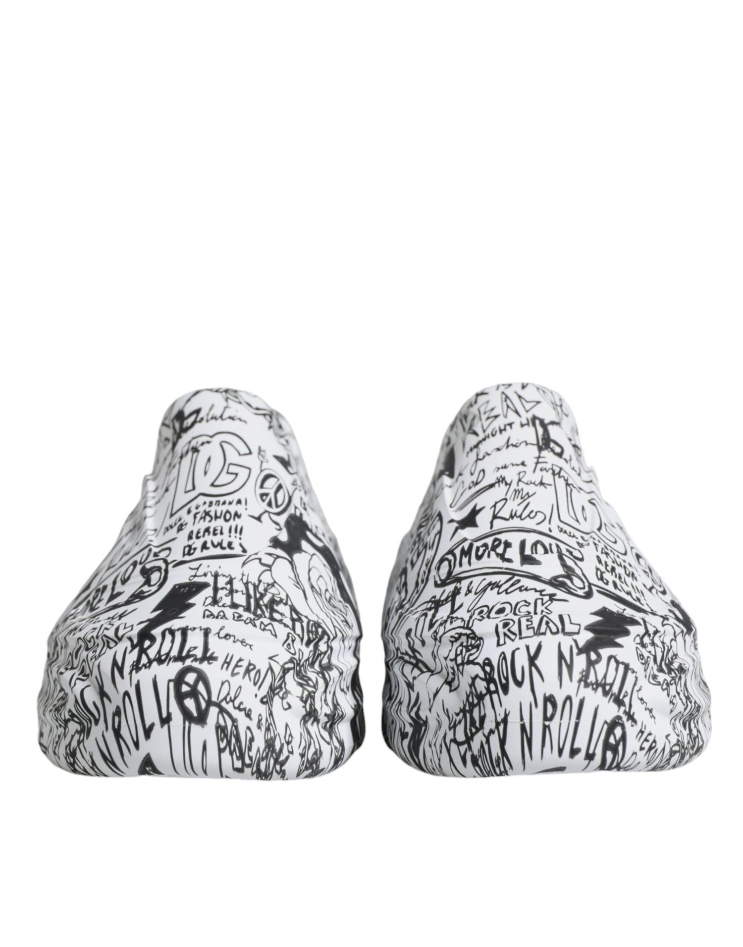 Dolce &amp;amp; Gabbana Vita Svarta Graffiti Daymaster Sneakers Skor