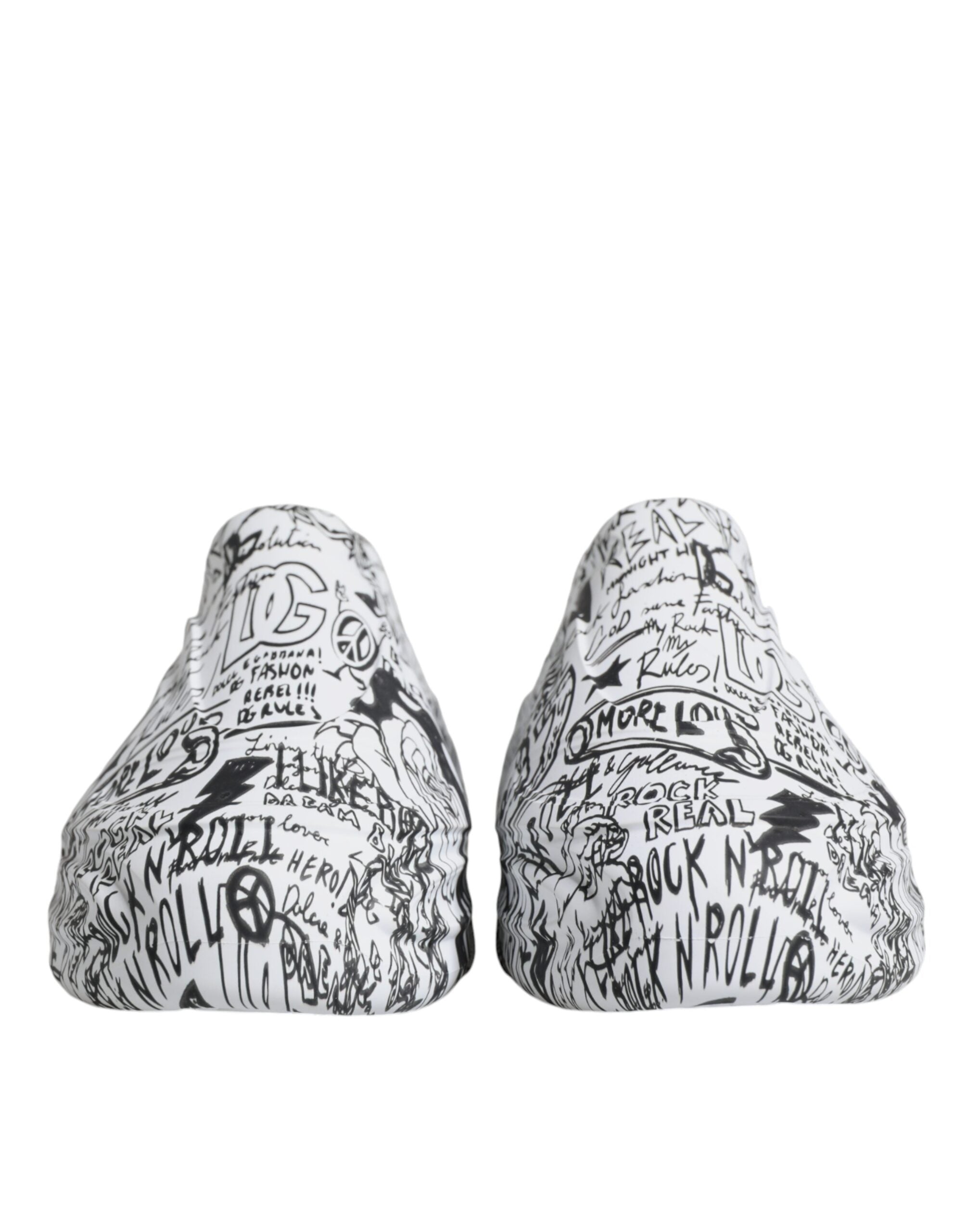 Dolce &amp;amp; Gabbana Vita Svarta Graffiti Daymaster Sneakers Skor