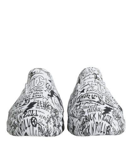 Dolce &amp;amp; Gabbana Vita Svarta Graffiti Daymaster Sneakers Skor