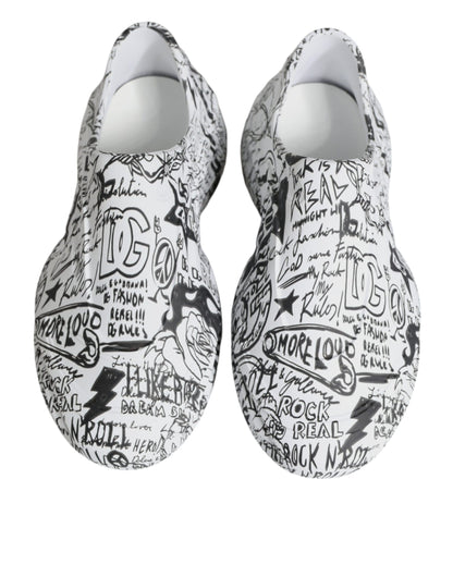 Dolce &amp;amp; Gabbana Vita Svarta Graffiti Daymaster Sneakers Skor