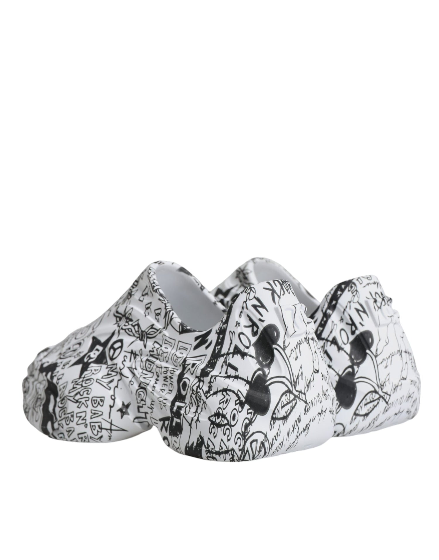 Dolce &amp;amp; Gabbana Vita Svarta Graffiti Daymaster Sneakers Skor