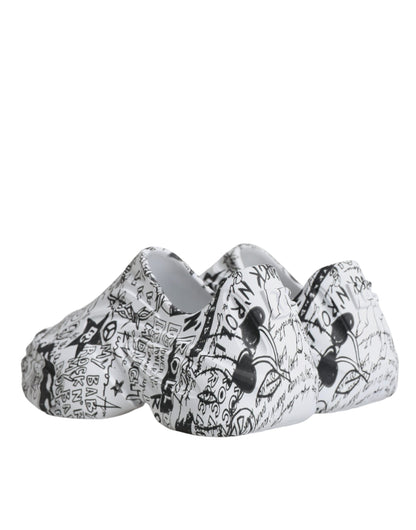 Dolce &amp;amp; Gabbana Vita Svarta Graffiti Daymaster Sneakers Skor