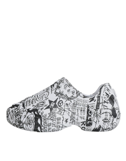 Dolce &amp;amp; Gabbana Vita Svarta Graffiti Daymaster Sneakers Skor