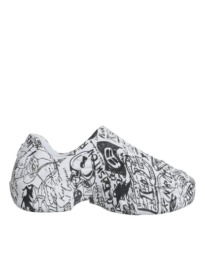 Dolce &amp;amp; Gabbana Vita Svarta Graffiti Daymaster Sneakers Skor