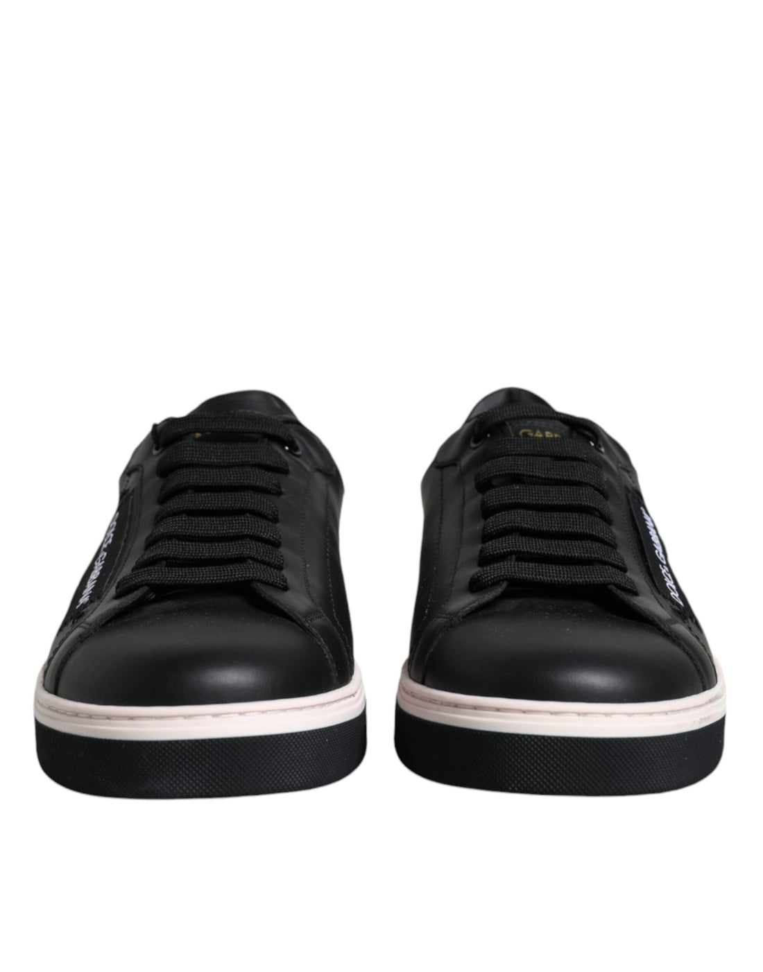 Dolce &amp;amp; Gabbana Svarta Läder Låga Sneakers Herrskor