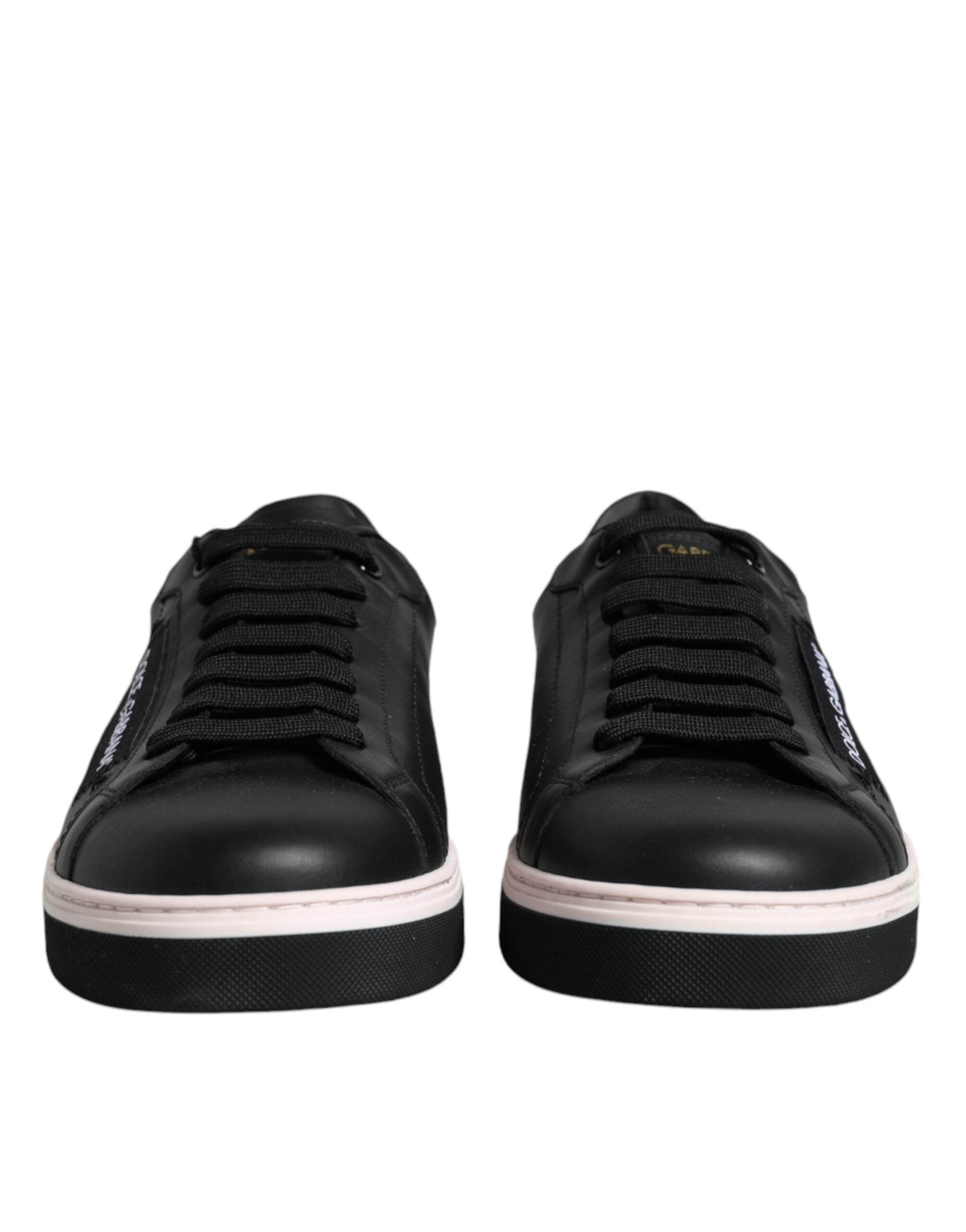 Dolce &amp;amp; Gabbana Svarta Läder Låga Sneakers Herrskor
