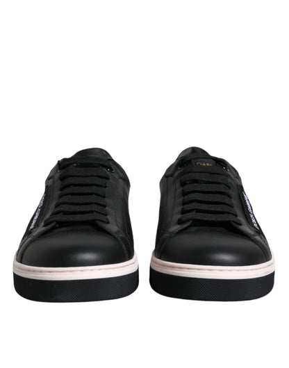 Dolce &amp;amp; Gabbana Svarta Läder Låga Sneakers Herrskor