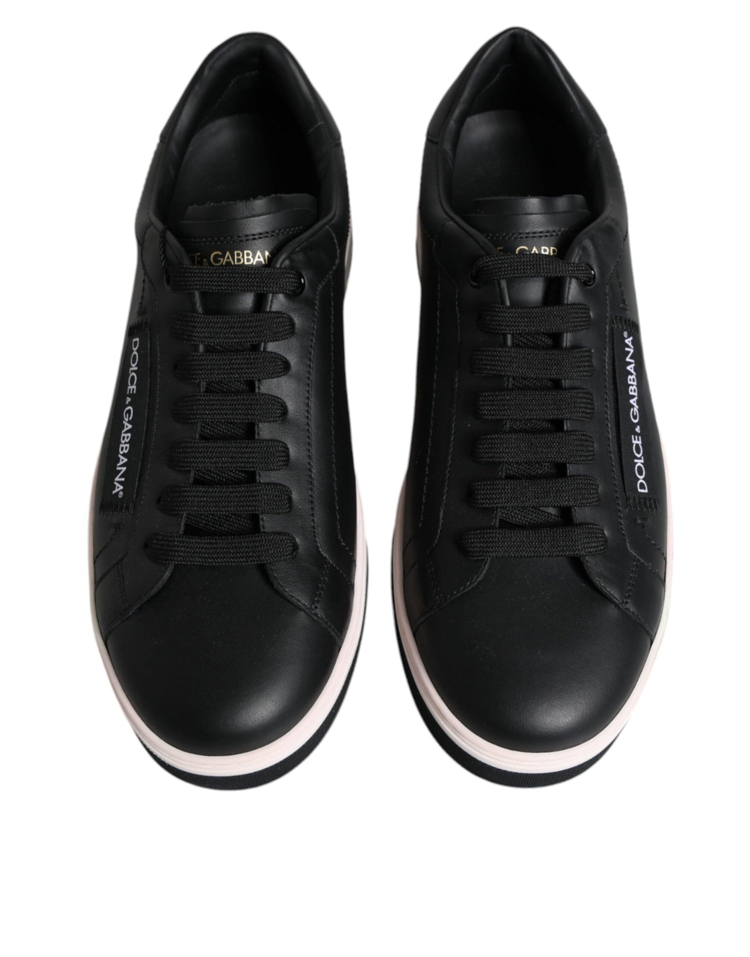 Dolce &amp;amp; Gabbana Svarta Läder Låga Sneakers Herrskor