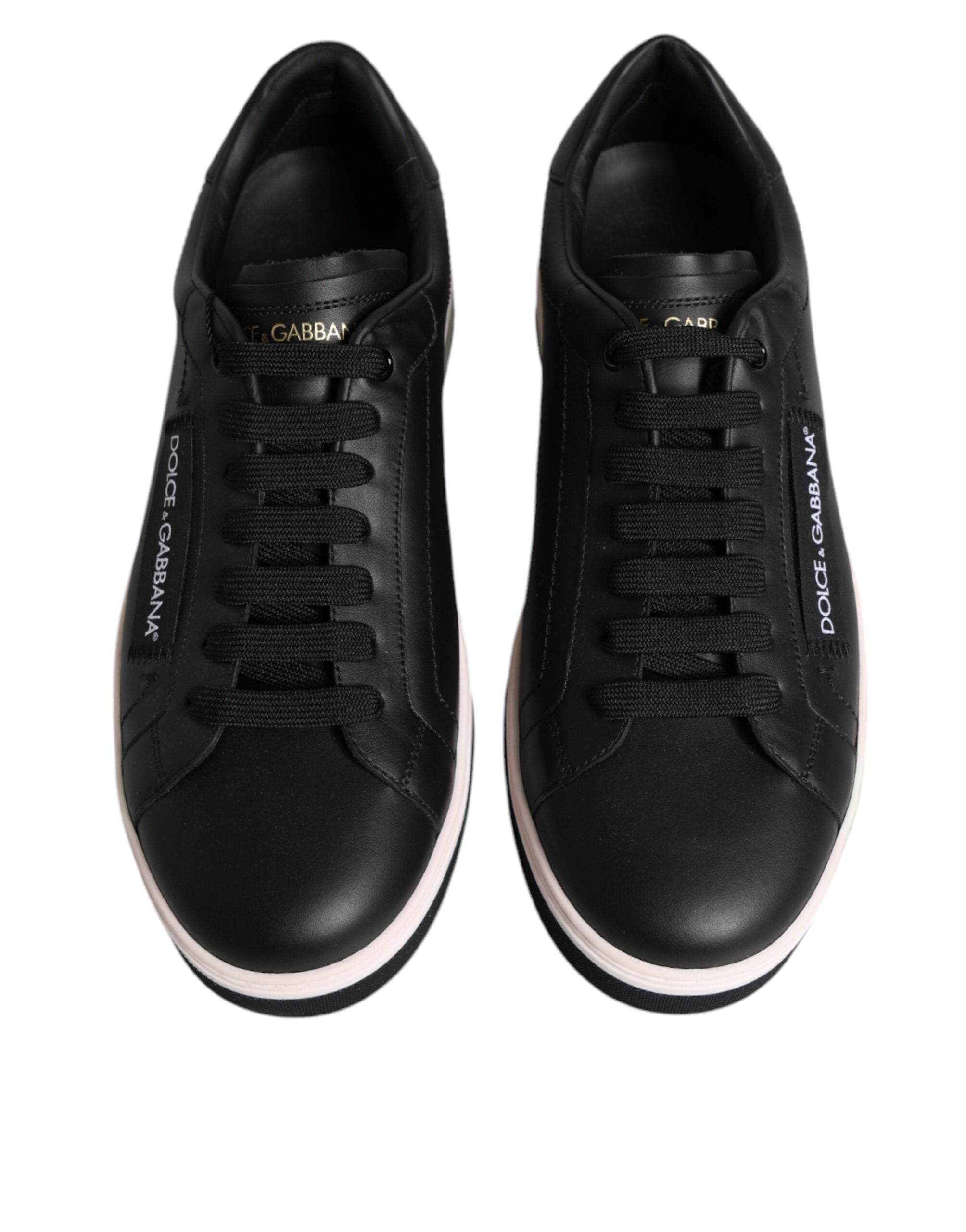 Dolce &amp;amp; Gabbana Svarta Läder Låga Sneakers Herrskor