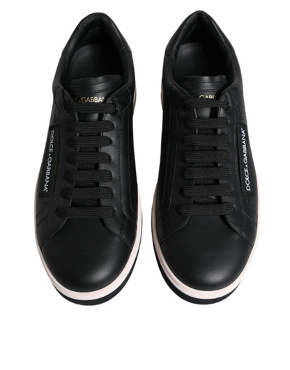 Dolce &amp;amp; Gabbana Svarta Läder Låga Sneakers Herrskor