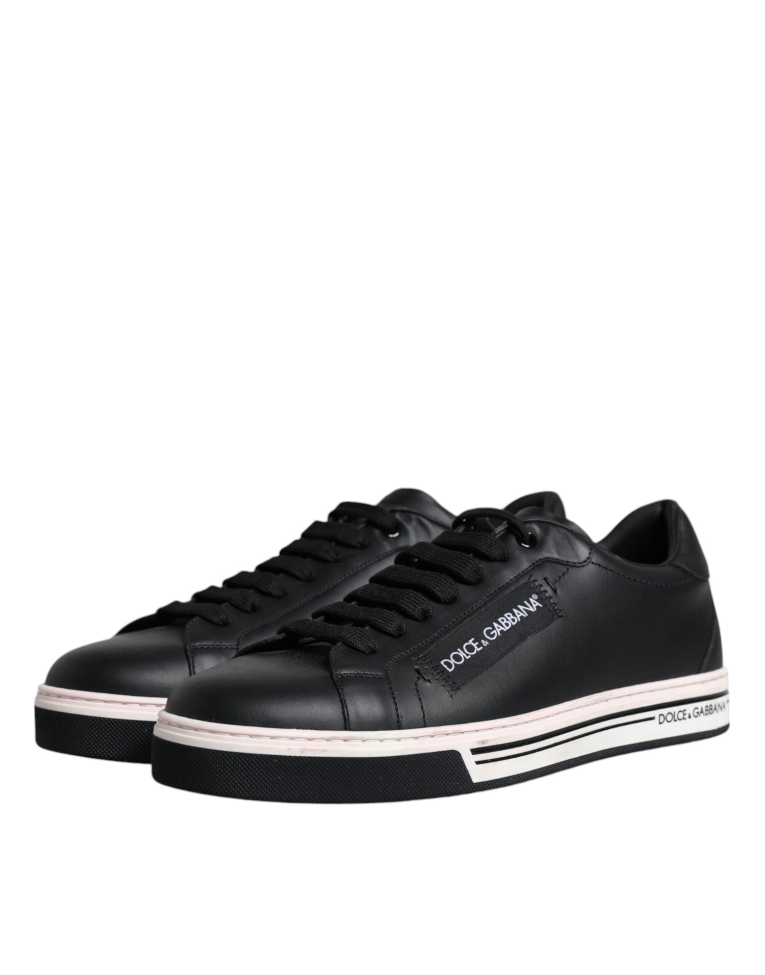 Dolce &amp;amp; Gabbana Svarta Läder Låga Sneakers Herrskor