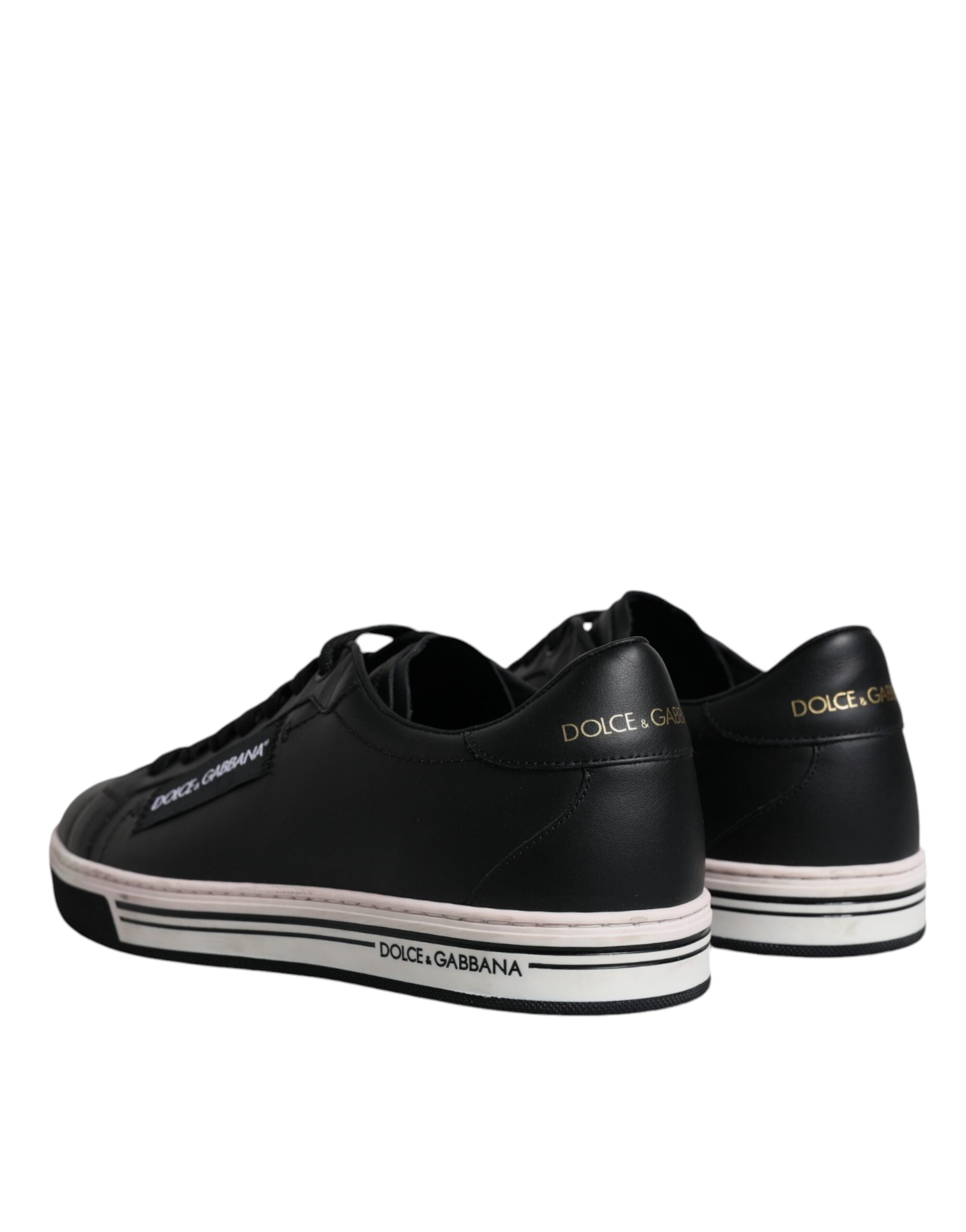 Dolce &amp;amp; Gabbana Svarta Läder Låga Sneakers Herrskor