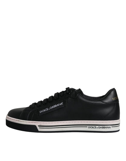 Dolce &amp;amp; Gabbana Svarta Läder Låga Sneakers Herrskor