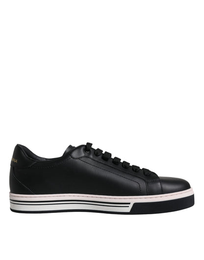 Dolce &amp;amp; Gabbana Svarta Läder Låga Sneakers Herrskor