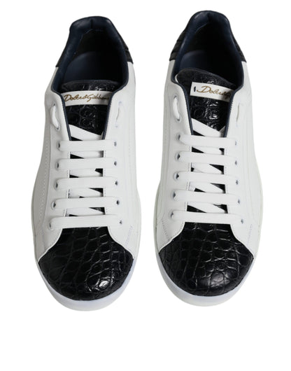 Dolce &amp;amp; Gabbana Vita Läderlogotyp Portofino Sneakers Skor