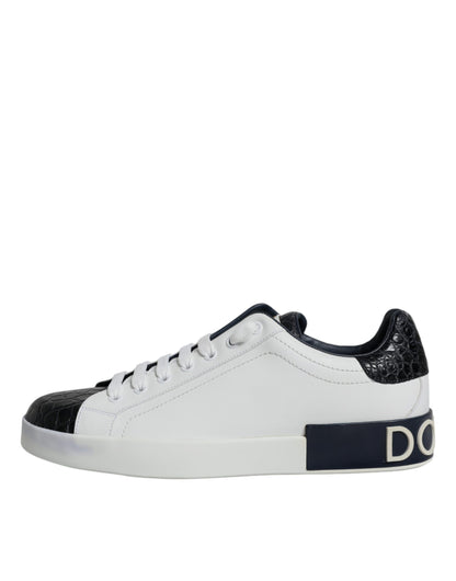 Dolce &amp;amp; Gabbana Vita Läderlogotyp Portofino Sneakers Skor