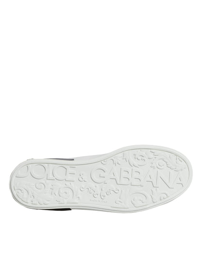 Dolce &amp;amp; Gabbana Vita Läderlogotyp Portofino Sneakers Skor