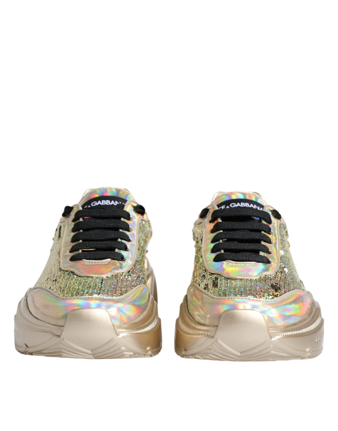 Dolce &amp;amp; Gabbana Guldfärgade Paljetter Iridiscerande Daymaster Sneakers Skor