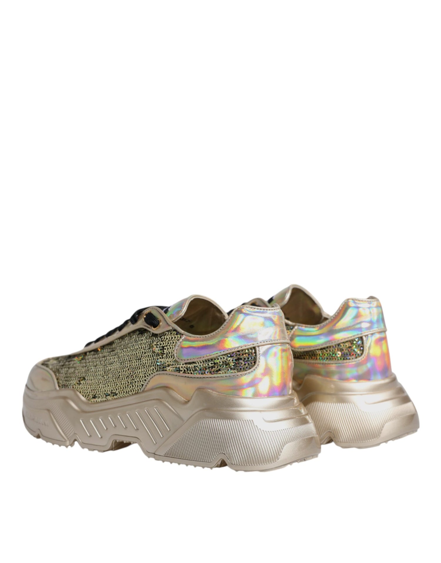 Dolce &amp;amp; Gabbana Guldfärgade Paljetter Iridiscerande Daymaster Sneakers Skor