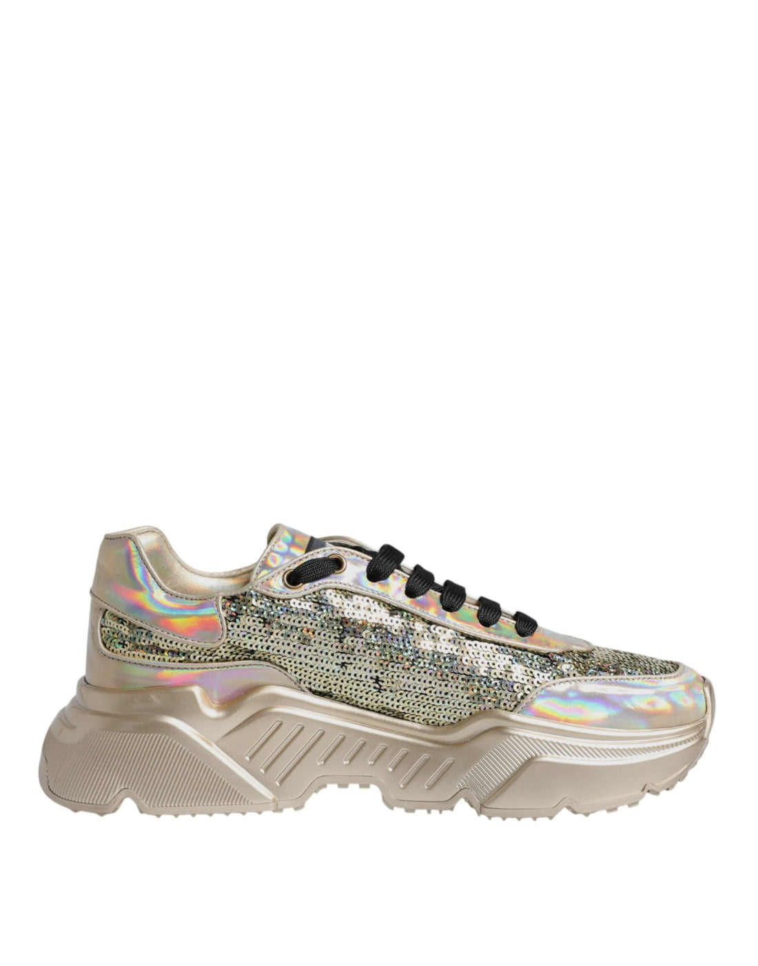 Dolce &amp;amp; Gabbana Guldfärgade Paljetter Iridiscerande Daymaster Sneakers Skor
