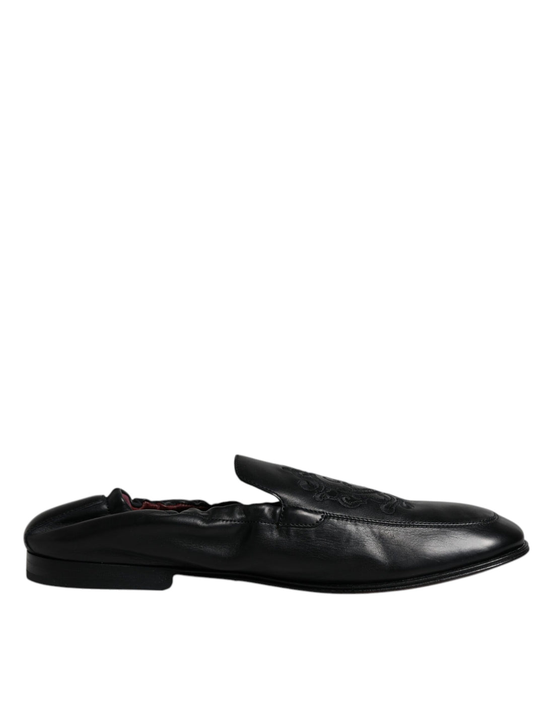 Dolce &amp;amp; Gabbana Svarta Logotyp Broderad Läderloafers Herr Finskor