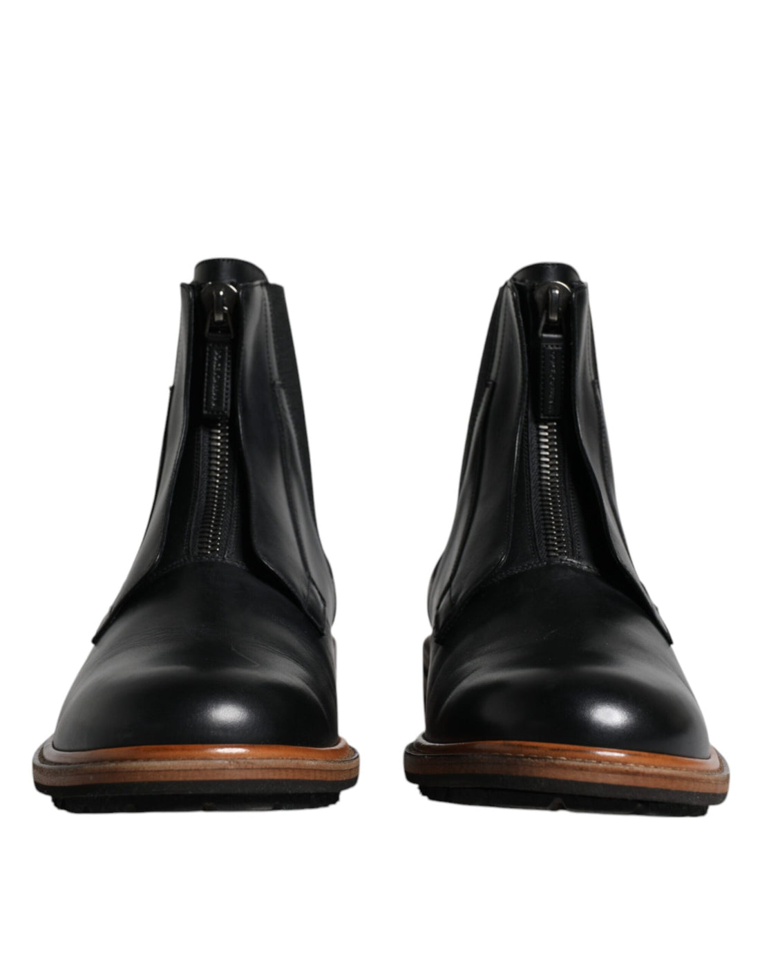 Dolce &amp;amp; Gabbana Svarta Läder Chelsea Mid Calf Herrstövlar Skor