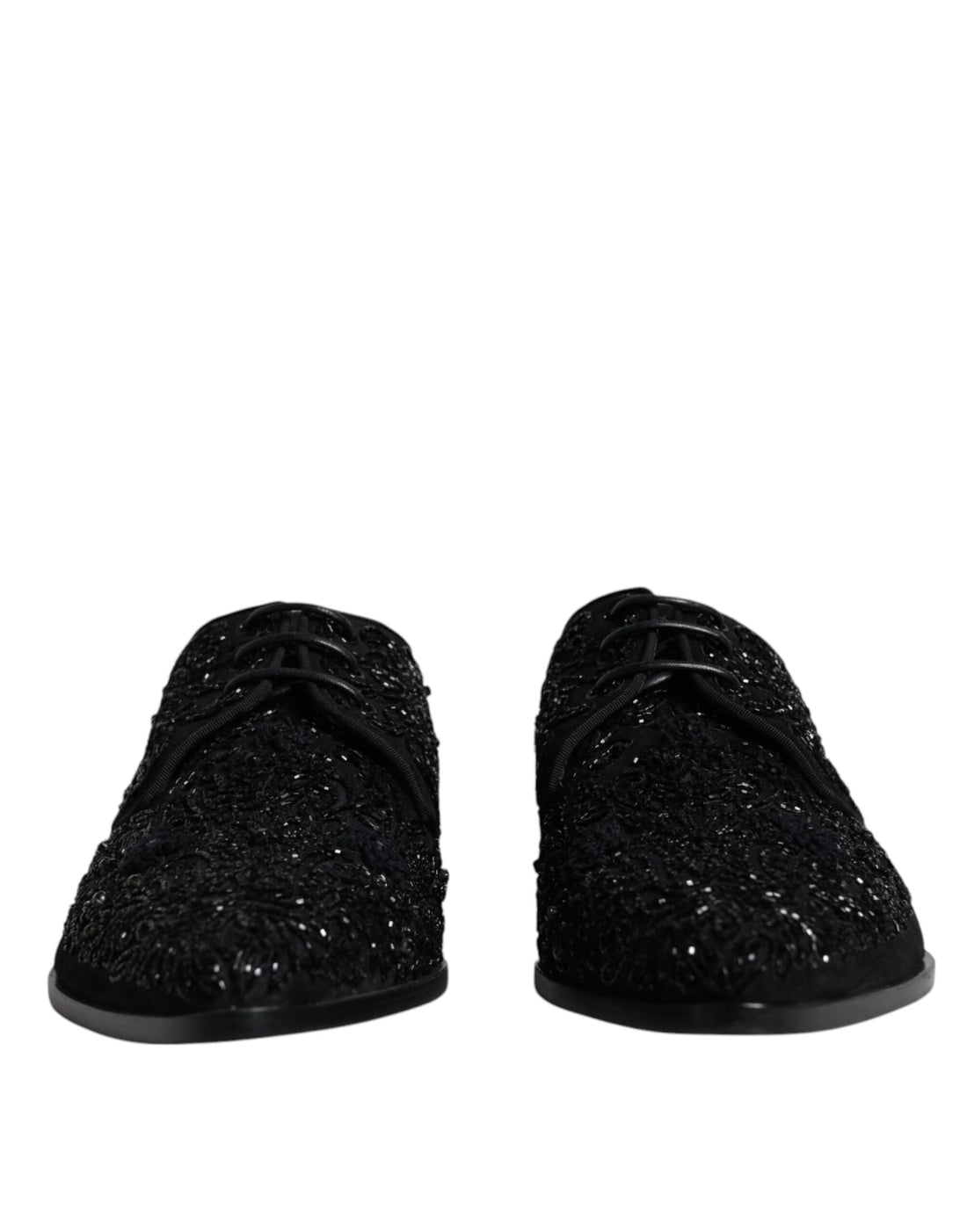 Dolce &amp;amp; Gabbana Svarta Utsmyckade Mocka Derby Formella Skor