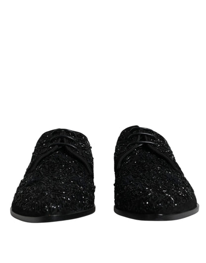Dolce &amp;amp; Gabbana Svarta Utsmyckade Mocka Derby Formella Skor