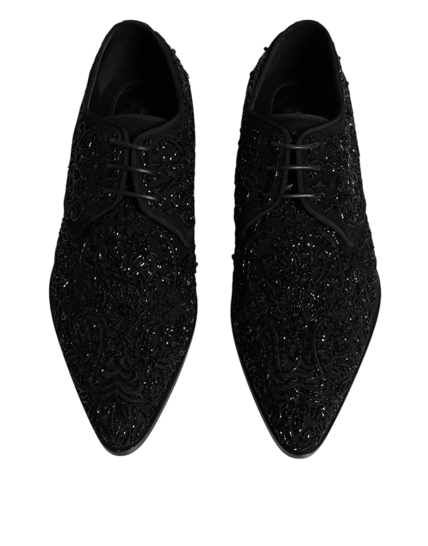 Dolce &amp;amp; Gabbana Svarta Utsmyckade Mocka Derby Formella Skor